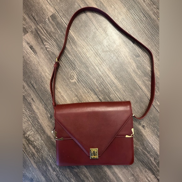 Cartier Handbags - Authentic Cartier Vintage Burgundy Crossbody Bag Mastline Bordeaux-EUC